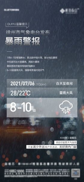 暴雨预警提示海报