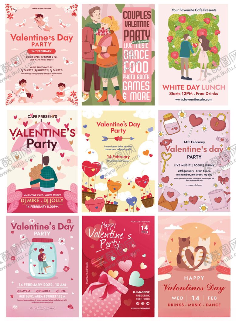 编号：33930711211134253047【酷图网】源文件下载-浪漫情人节贺卡设计集合