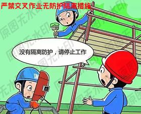 严禁交叉作业无防护隔离措施