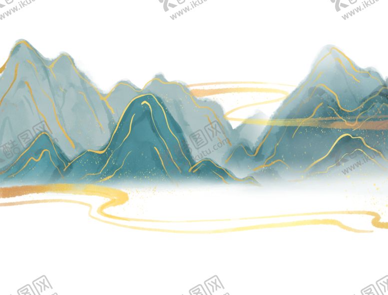 编号：52467507052227264848【酷图网】源文件下载-中式山水金线水墨江山