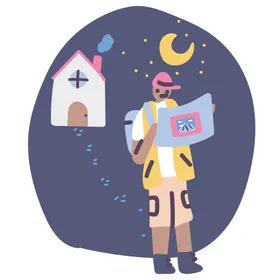 扁平化生活场景农业插画logo书架