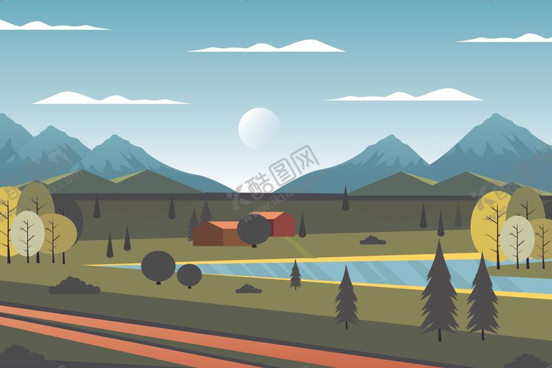 编号：29664710300025406665【酷图网】源文件下载-自然风光插画