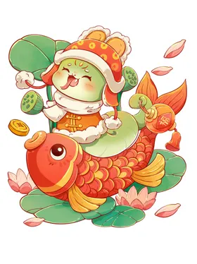 蛇年插画春节卡通形象新