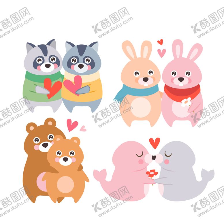 编号：16782409200730045894【酷图网】源文件下载-情人节动物 
