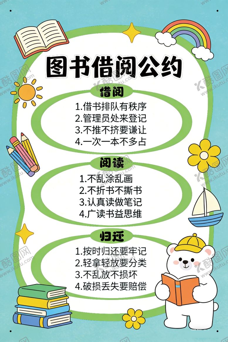 编号：18212104021351253899【酷图网】源文件下载-图书借阅公约宣传图