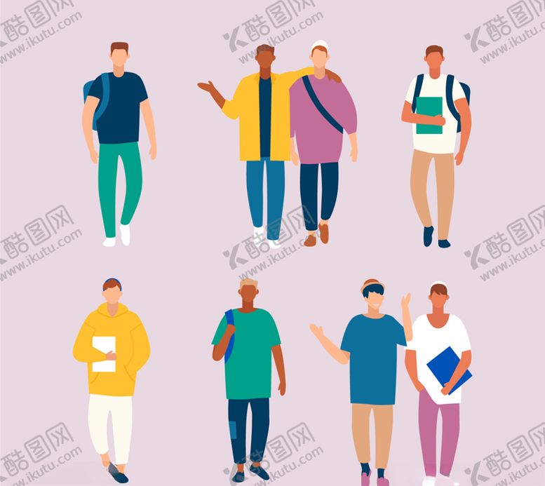 编号：85676510141314413220【酷图网】源文件下载-简化扁平风格兄弟背包