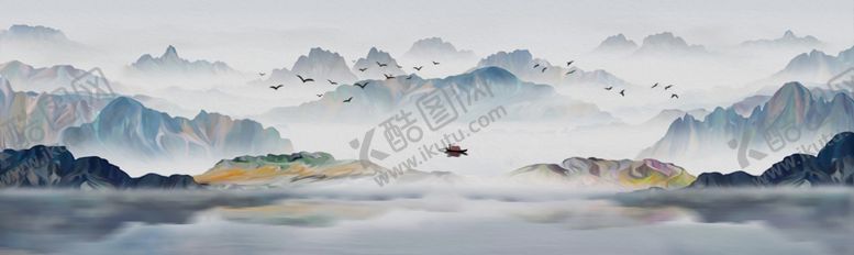 编号：86651301260106432556【酷图网】源文件下载-水墨意境山水装饰画