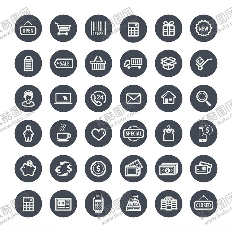 编号：93957111211507365590【酷图网】源文件下载-一组简约通用图标集合