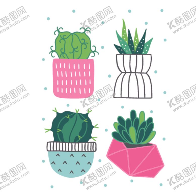 编号：77820209260152521356【酷图网】源文件下载-小清新仙人掌绘画图案