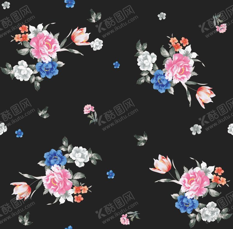 编号：50105510210531152872【酷图网】源文件下载-手绘花碎花玫瑰乱花数码