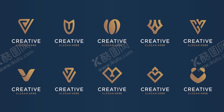 编号：91921304160031434386【酷图网】源文件下载-创意金色简约标志设计元素