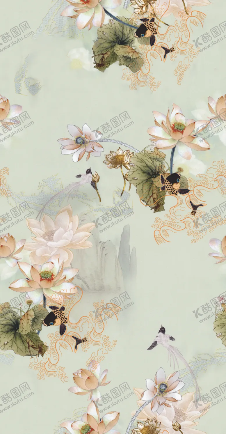 编号：41230006291813252953【酷图网】源文件下载-莲花锦鲤花型