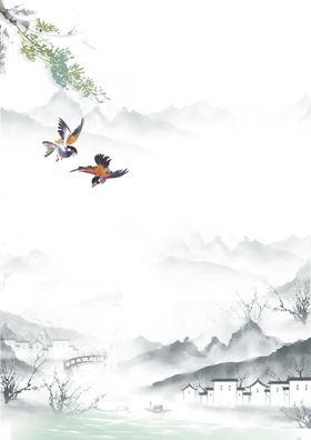 中国风水墨山水画 