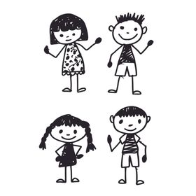 矢量人物素材手绘卡通小孩