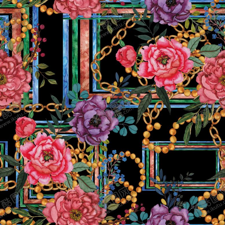 编号：24542109261505312218【酷图网】源文件下载-链条豹纹设计大牌图案