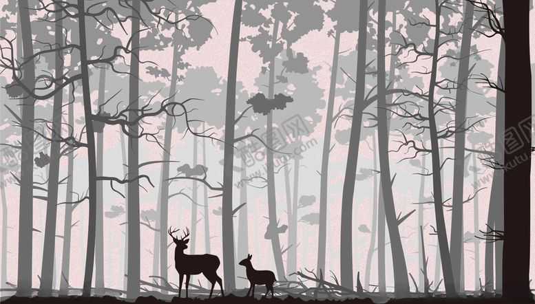 编号：42270610020016379146【酷图网】源文件下载-树木羚羊