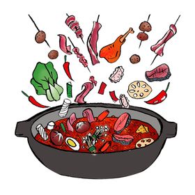 麻辣烫文化火锅古典食物背景