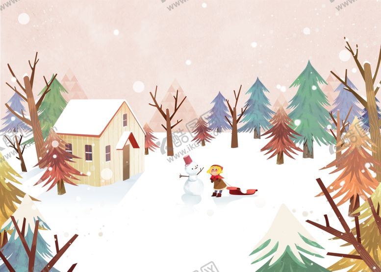 编号：64508109220235187757【酷图网】源文件下载-唯美小清晰雪景插画