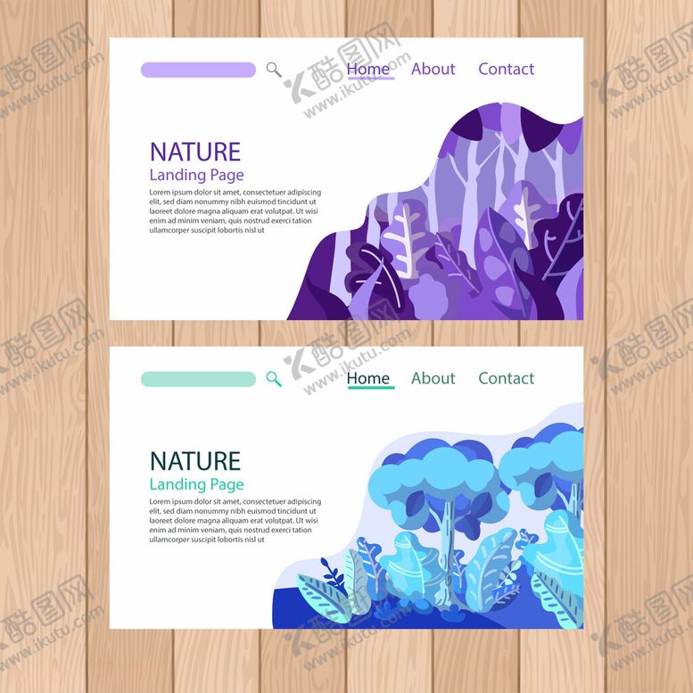 编号：75007311020011384078【酷图网】源文件下载-自然主题水彩风格网页设计