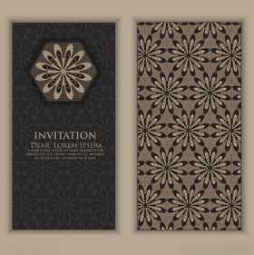复古花纹邀请函设计模板