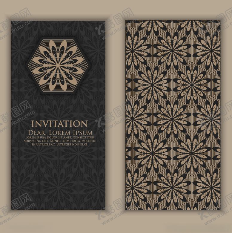 编号：61213204051604196380【酷图网】源文件下载-复古花纹邀请函设计模板