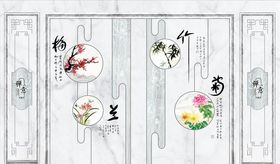 花鸟画吊顶背景墙