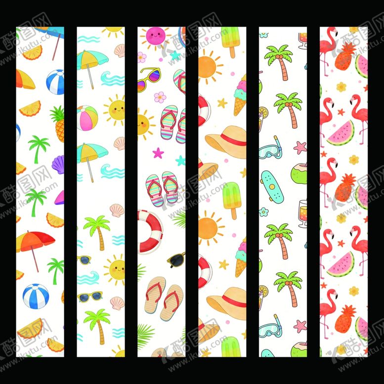 编号：53497103312243403473【酷图网】源文件下载-夏日海滩元素贴纸集合