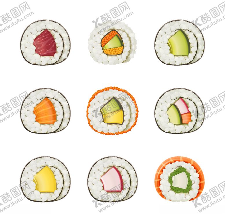 编号：94637410082318016580【酷图网】源文件下载-寿司插画