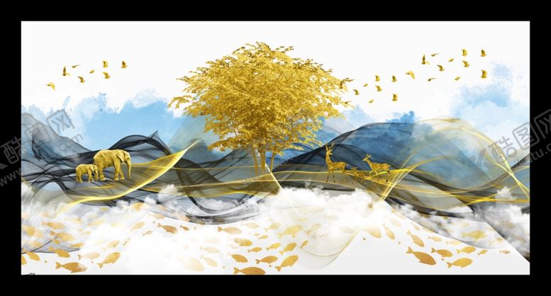 编号：89970809101954229708【酷图网】源文件下载-新中式电视背景