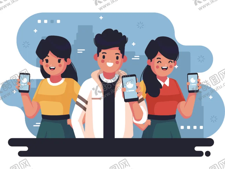编号：29876406301047126808【酷图网】源文件下载-扁平化人物手持手机插画设计