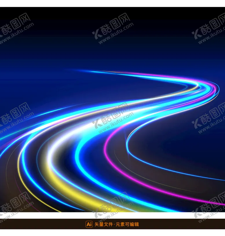 彩色动感公路素材光效炫光背景光线