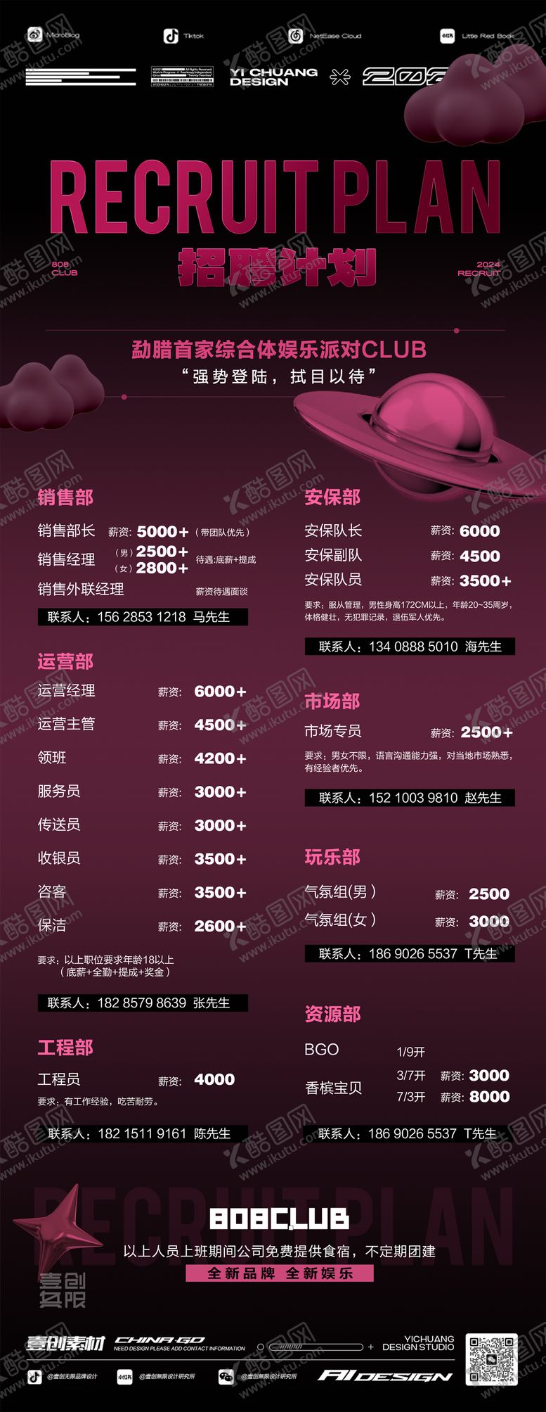 编号：96901706151136121179【酷图网】源文件下载-酒吧招聘展架