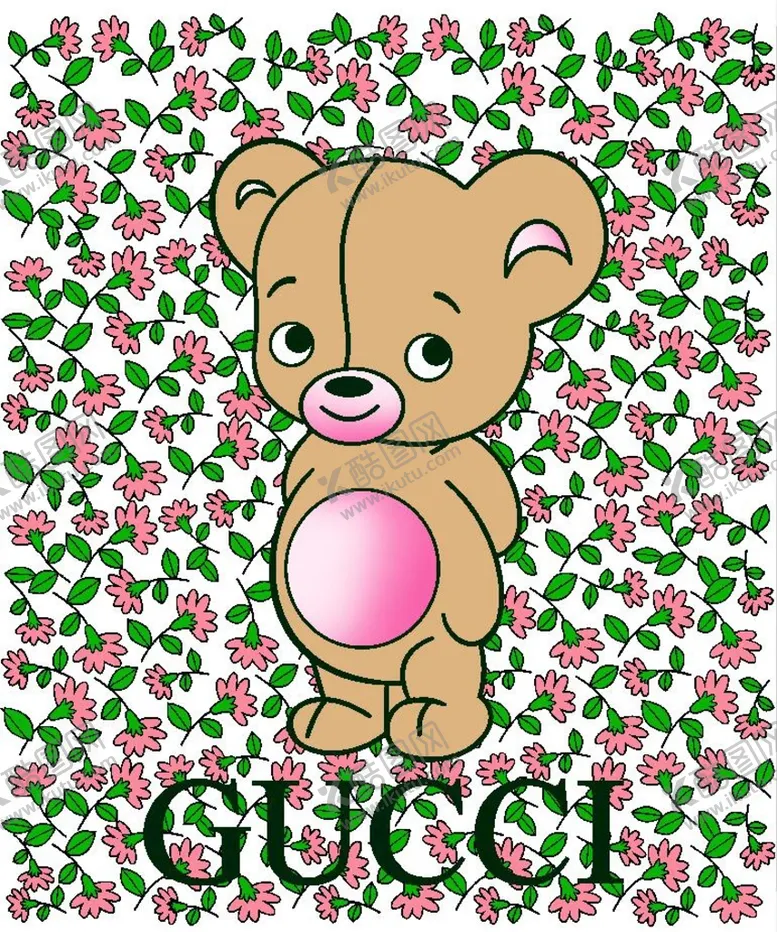编号：21740309280400003792【酷图网】源文件下载-CUCCI 卡通熊 小花底纹