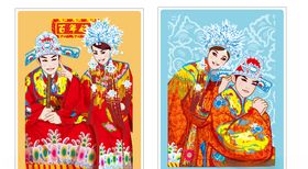 古典喜庆矢量情侣婚纱照