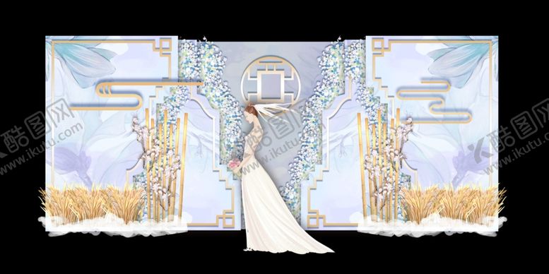 编号：21054609260351363703【酷图网】源文件下载-水墨新中国风婚礼设计背景
