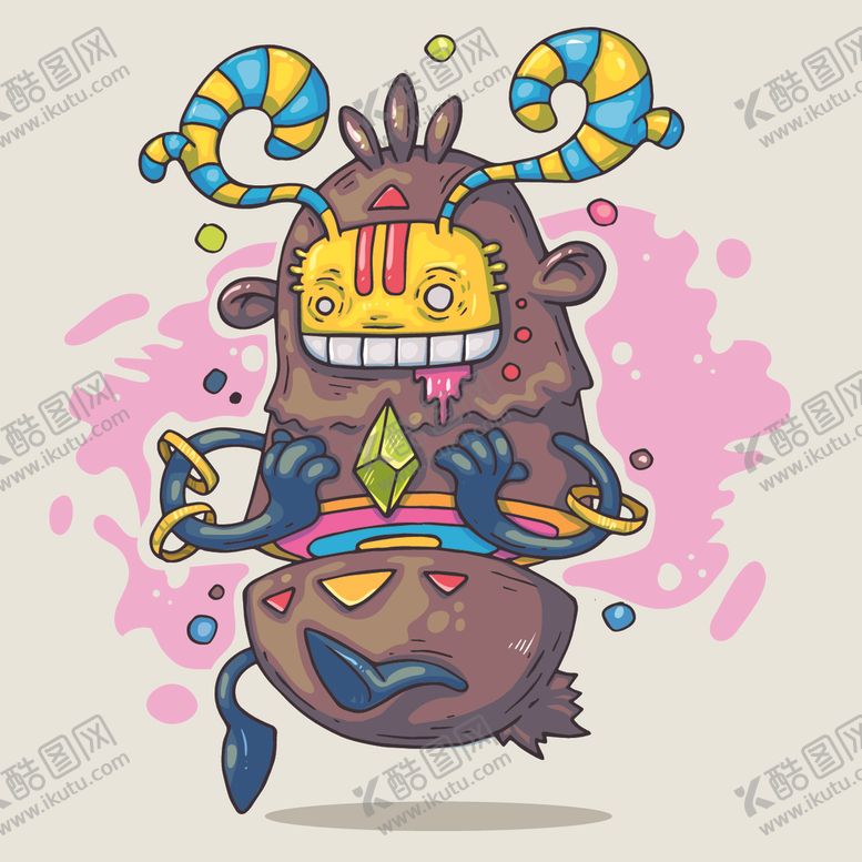 编号：80004610090551312477【酷图网】源文件下载-创意嘻哈怪物涂鸦插画