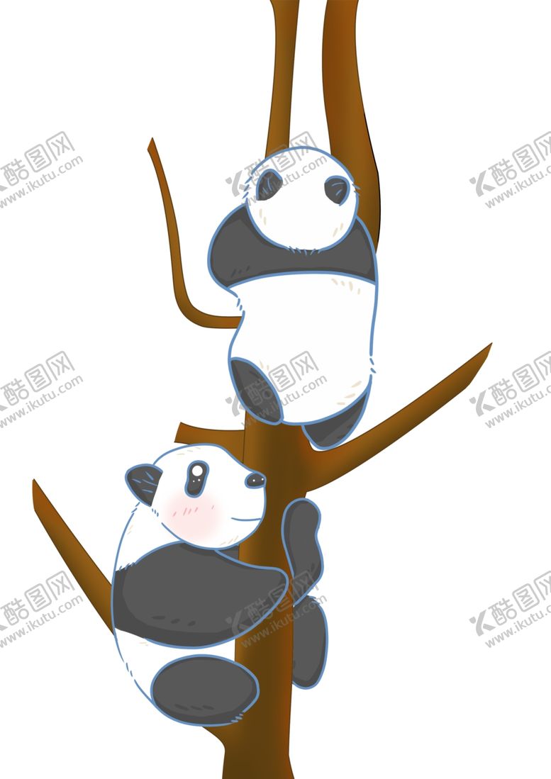 编号：22837101191731173201【酷图网】源文件下载-卡通熊猫爬树插图