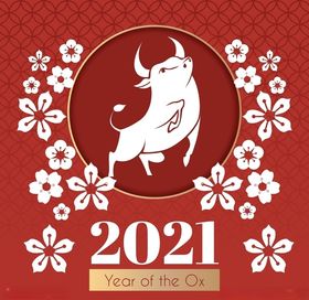 牛新年展板背景快乐贺卡春节海报