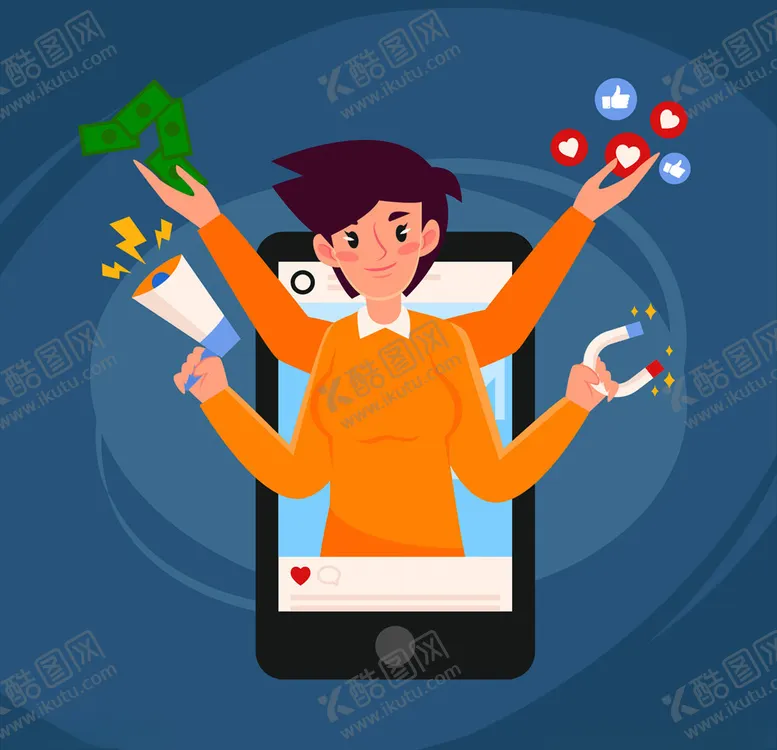 编号：47408007041832526118【酷图网】源文件下载-优秀女青年人物插画