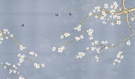 花鸟画梅花背景墙