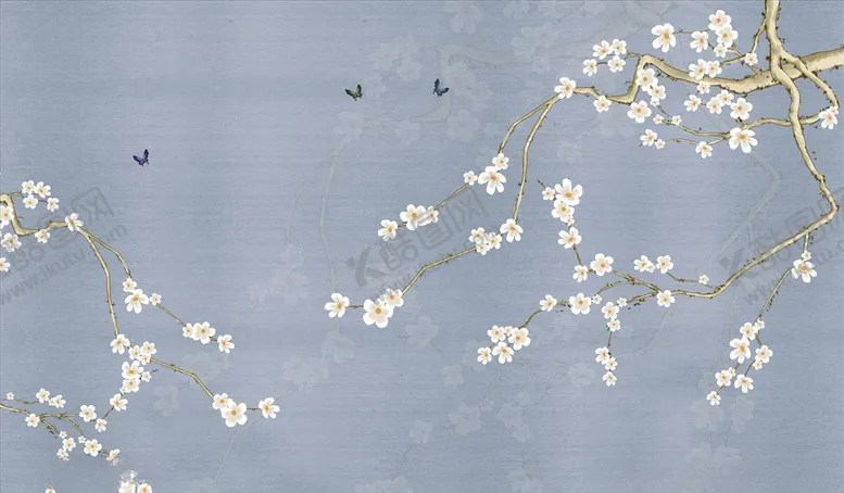 编号：26821205062351597630【酷图网】源文件下载-花鸟画梅花背景墙