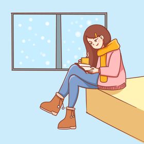 女孩居家读书