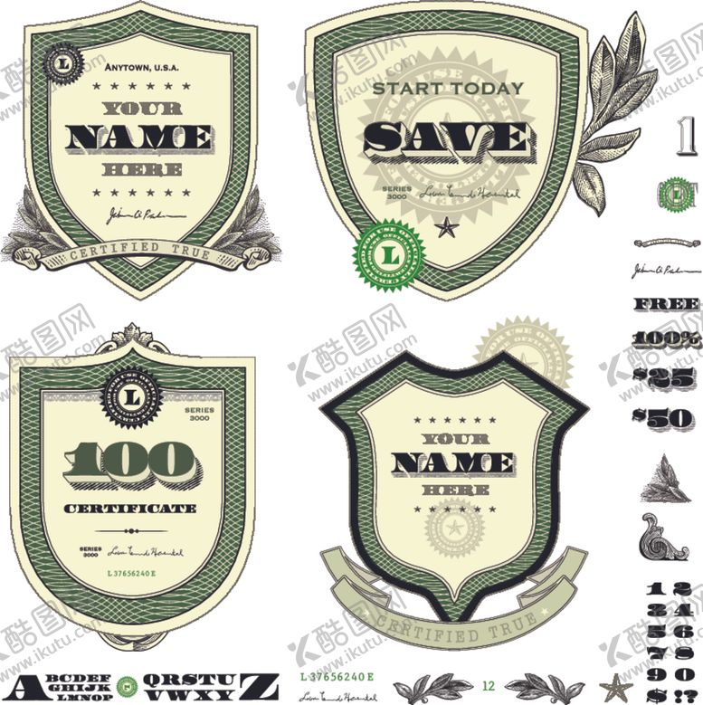 编号：65487609221230001739【酷图网】源文件下载-图标证书防伪花纹欧式边框奖状