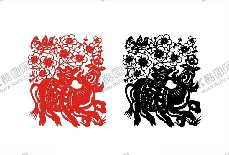 编号：13614110090625263012【酷图网】源文件下载-牛剪纸