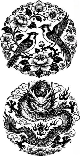 传统龙凤图案纹饰