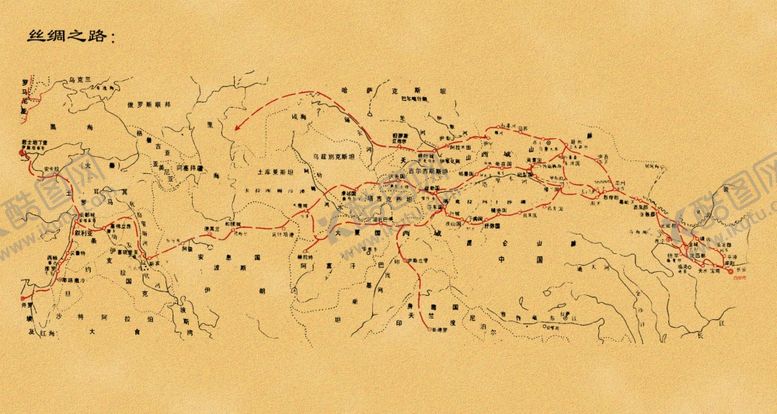 编号：44010803290434097951【酷图网】源文件下载-丝绸之路线路图