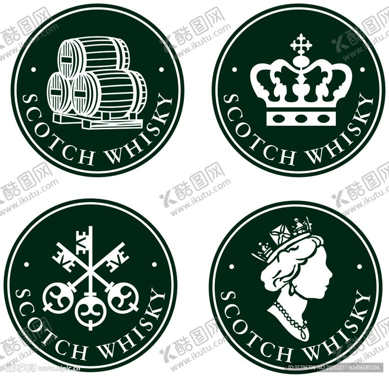 编号：52770611211837357468【酷图网】源文件下载-苏格兰麦芽威士忌标志集合