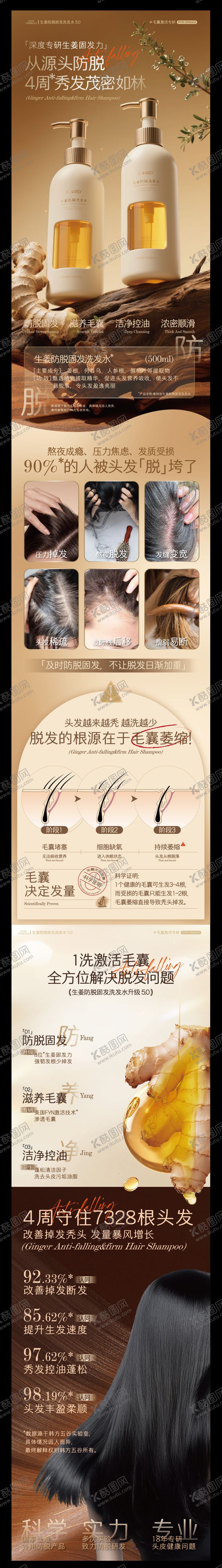 编号：77387205222032517246【酷图网】源文件下载-生姜洗发水详情页海报设计