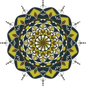 彩色复古花纹透明底免抠图