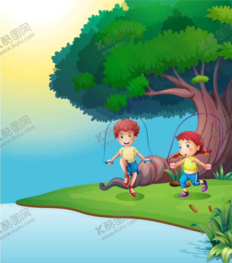 编号：92297502122209048595【酷图网】源文件下载-卡通儿童小孩跳绳